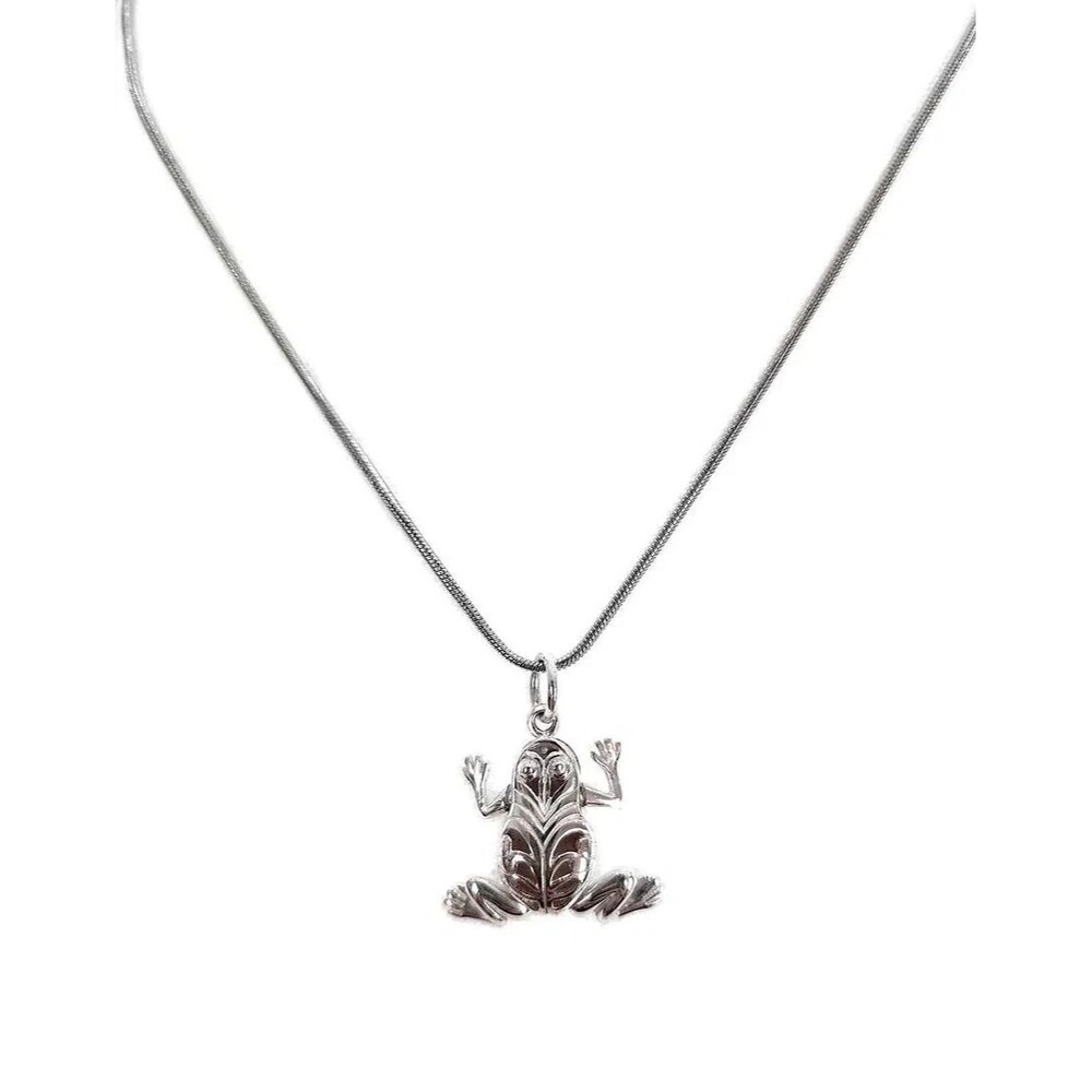 Sterling Silver Articulated Frog Pendant/Necklace - 17"